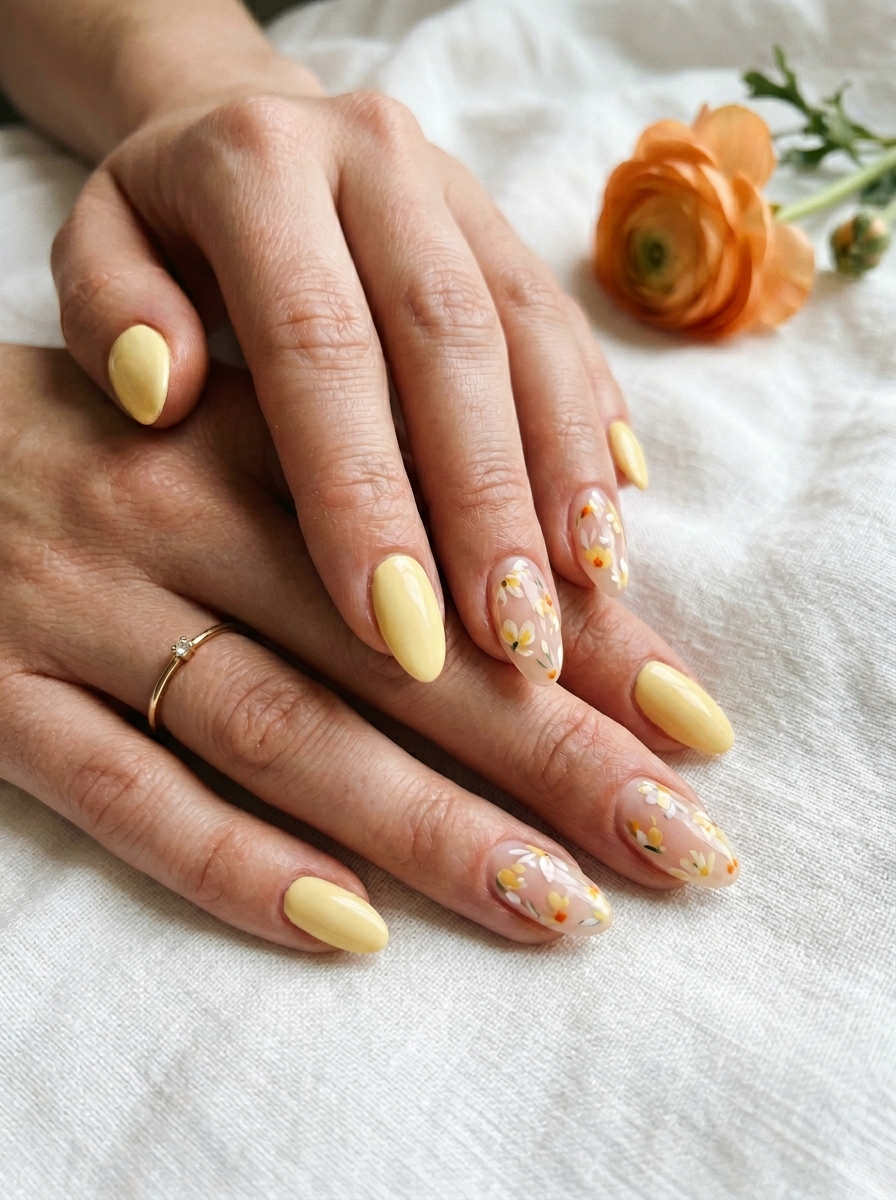 Gelbe Flower Nails
